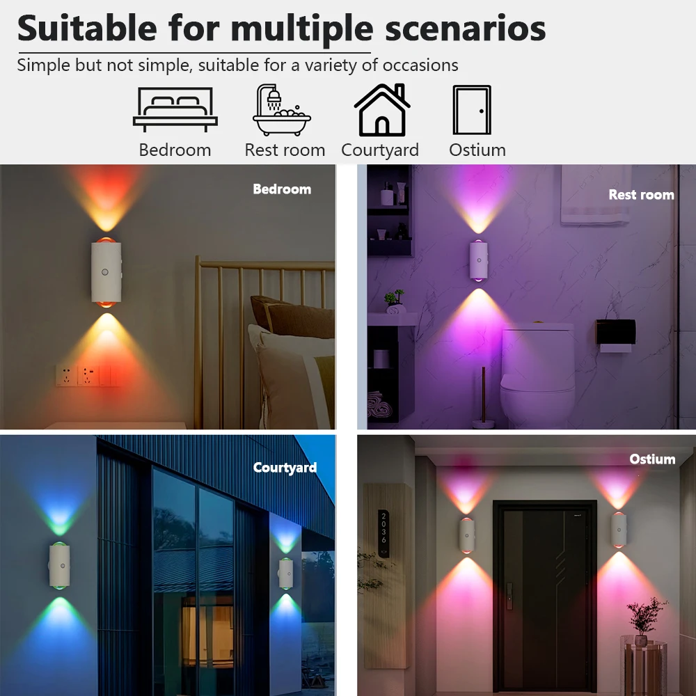 Luces LED de noche de pared multicolor, lámpara de pie magnética con Sensor de movimiento, proyector RGB, luces de inodoro para iluminación interior
