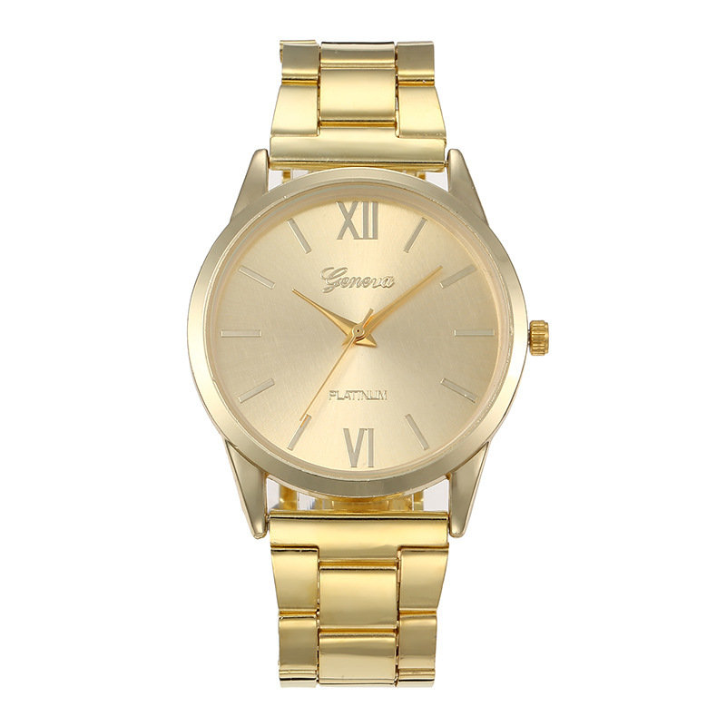 6 STKS Dameshorloge Mode Gouden Stalen Band Quartz Horloges Armbanden Set (Zonder Doos)