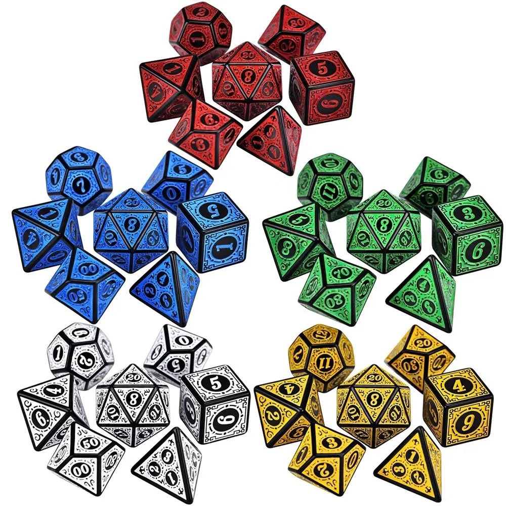 Jeu de dés polyèdres à 7 faces pour TRaf DND, accessoires multi-faces pour jeu de société et de maths