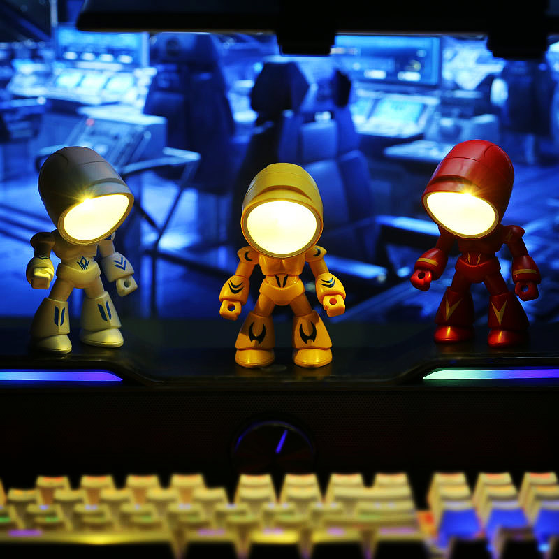 Mini lámpara de mesa para mascotas de dibujos animados, plegable, regulable, ángulo ajustable, alimentada por batería AAA, luz LED nocturna, lámpara de protección ocular
