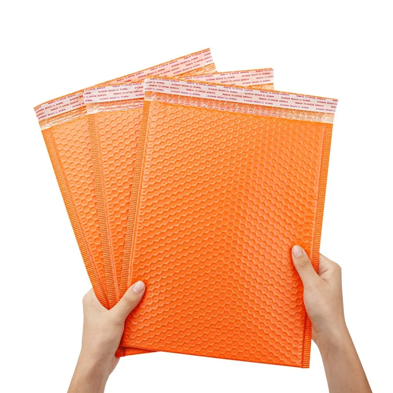 防水バブルバッグ,明るいオレンジ,プラスチック製のバブルラップ,衣類の包装,封筒,ビジネスの封筒,50個