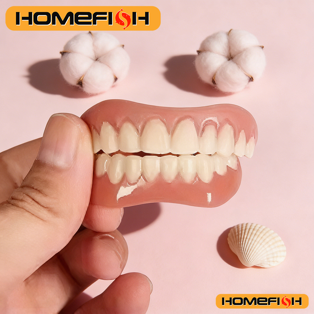 New False Teeth Silicone Upper & Lower Veneers Perfect Laugh Veneers Dentures Paste Fake Teeth Braces Comfortable Teeth