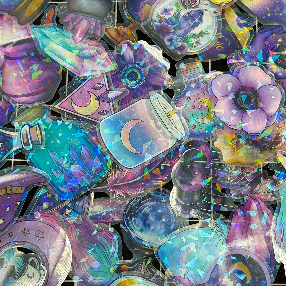 50 pçs transparente bruxa mágica dos desenhos animados adesivos bruxa graffiti scrapbooking telefone skate à prova dwaterproof água legal decalques pacote