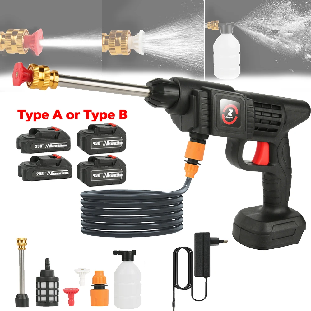 Pistola ad acqua ad alta pressione senza fili 21V 50BAR Produttore di schiuma wireless 50BAR Pistola per lavatrice per auto per macchina utensile da giardino domestico automatico