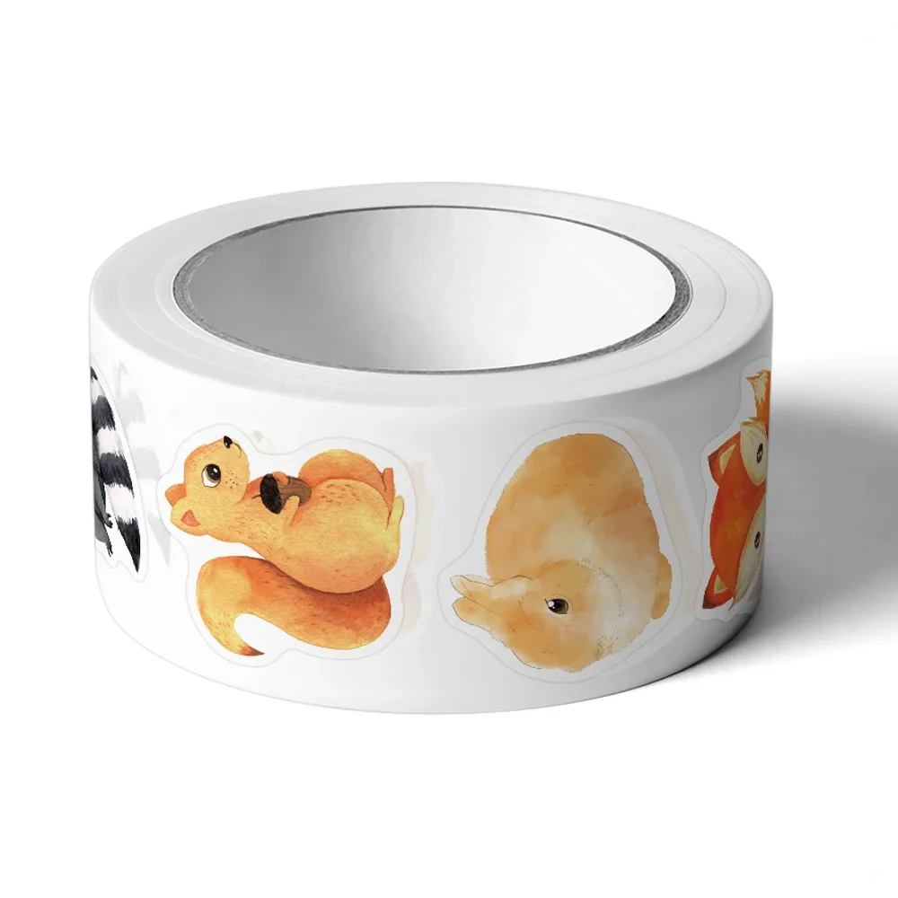 500Pcs/Roll Heterotypic Forest Animals Stickers 2.5cm/1.0'' Art Labels Learning Rewards, Adorn Gifts for Watercup Phone PC Pad