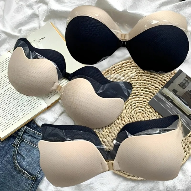 Sujetador adhesivo Invisible sin tirantes para mujer, sujetadores push-up sin tirantes, lencería sin espalda, Bralette de silicona sin costuras, ropa interior Sexy