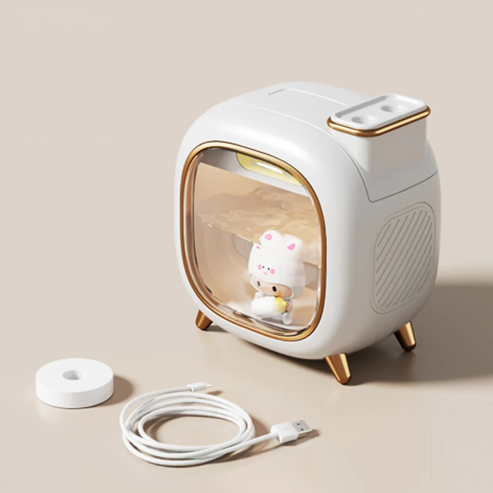 ตุ๊กตาน่ารัก Humidifier หัวฉีดคู่สเปรย์ 500ML ถังน้ําความจุขนาดใหญ่ Ultrasonic AROMA Essential Oils Diffuser Soft Night Light