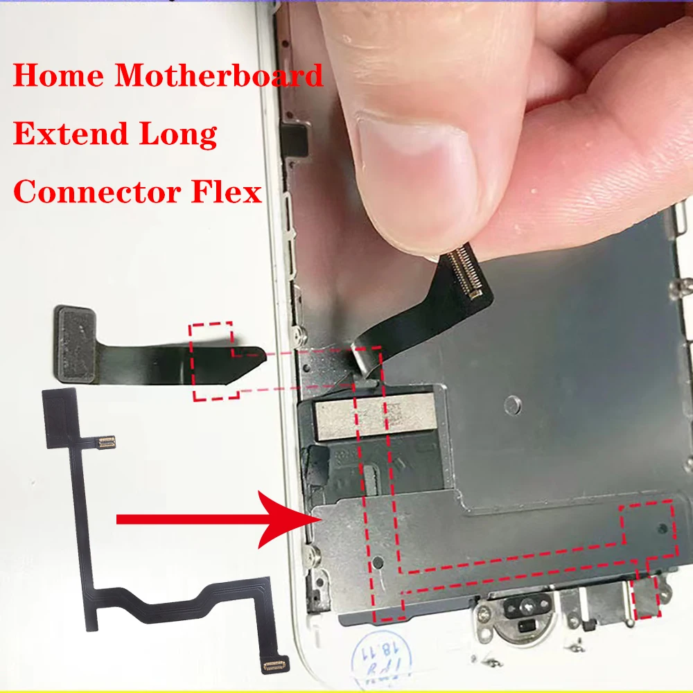 2pcs For iPhone 6 6s 7 8 plus Home Touch ID Return Fingerprint Button Motherboard Interconnect Connector Extend Flex Cable