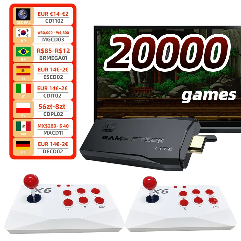 Arcade Video Game Console 4K HD Retro Games Stick For Mame FBA PS1 Arcade Emulator With Dual Joystick