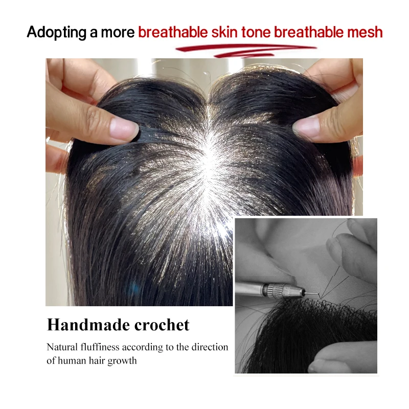 Pelucas de encaje con Base de seda de cabello humano 100%, extensiones de cabello de una pieza con Clip, peluca superior para mujeres con accesorios para el cabello de adelgazamiento