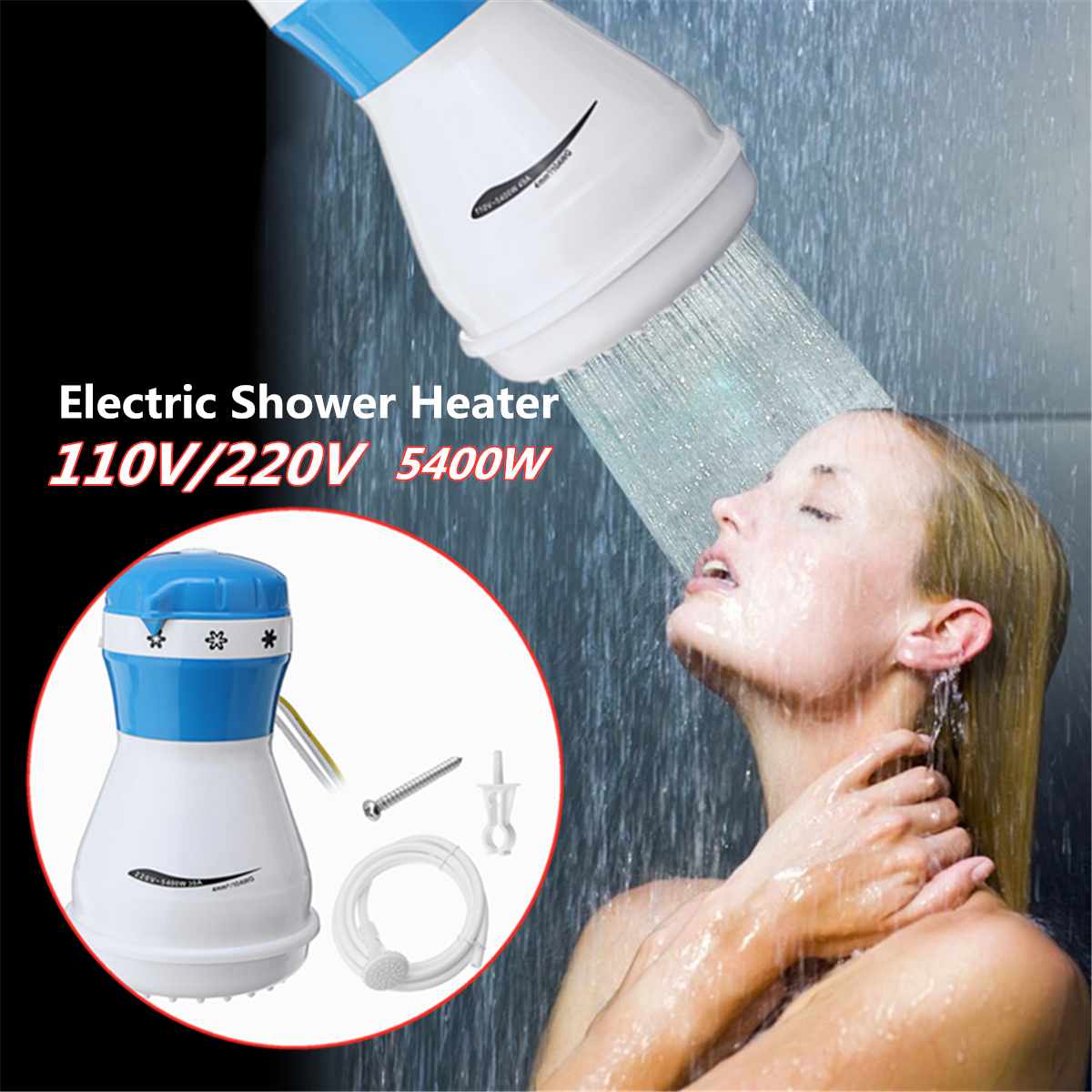 Aquecedores elétricos 5400W com cabeça de chuveiro Aquecedor de água instantâneo 110V / 220V Aquecedores não impurantes Aquecedor elétrico de água para banho