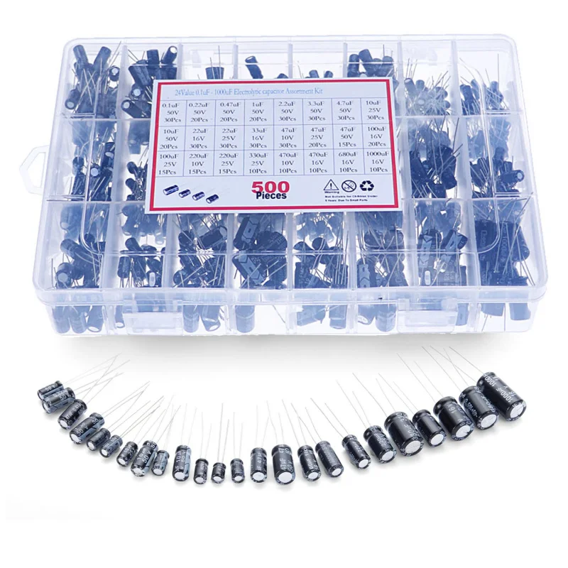 Electrolytic Capacitors Assortment Kit 16V 25V 35V 50V 1uf 2.2uF 3.3uF 4.7uF 10uF 22uF 33uF 47uF 100uF 220uF 330uF 470uF 1000uF
