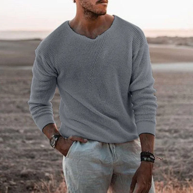 Europäische und amerikanische Mode Herren Strickpullover Lässiger lockerer Pullover V-Ausschnitt Langarm Pullover Pullover Plus Size Jacke