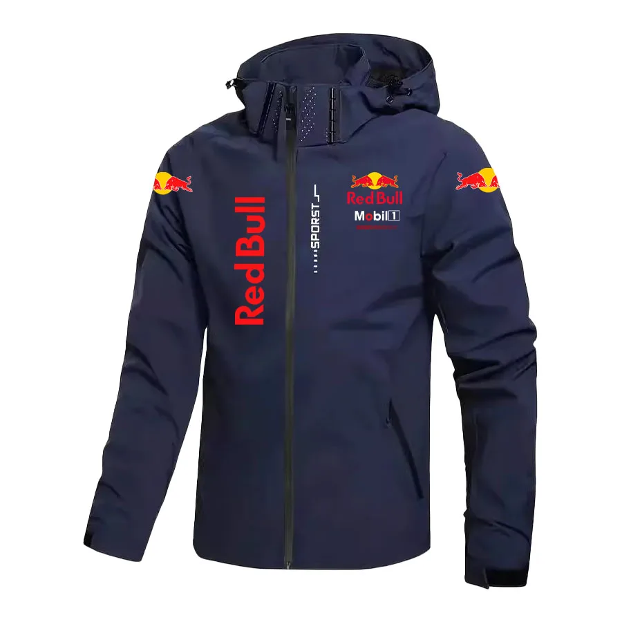 Chaqueta de plumón Red Bull para hombre, abrigo estilo primavera y otoño con capucha desmontable para exteriores, traje de Montañismo impermeable y resistente al viento