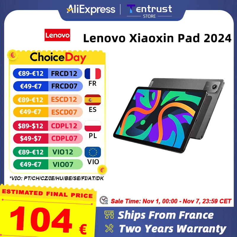 Firmware globale Lenovo Xiaoxin Pad 2024 Tablet 6GB 8GB 128GB 256GB 11 "Display Qualcomm Snapdragon 685 WIFI 7040mAh Android Tab