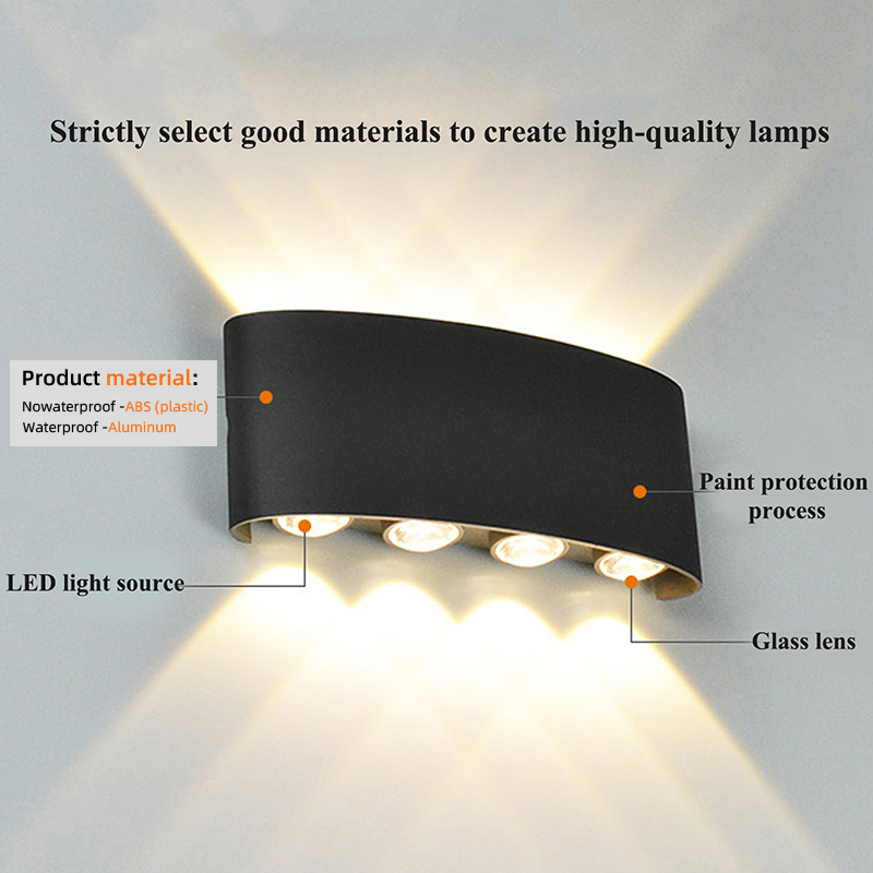 Apliques de pared LED, lámpara moderna para interiores y exteriores, luces blancas de montaje en pared arriba y abajo para decoración de sala de estar, pasillo y dormitorio