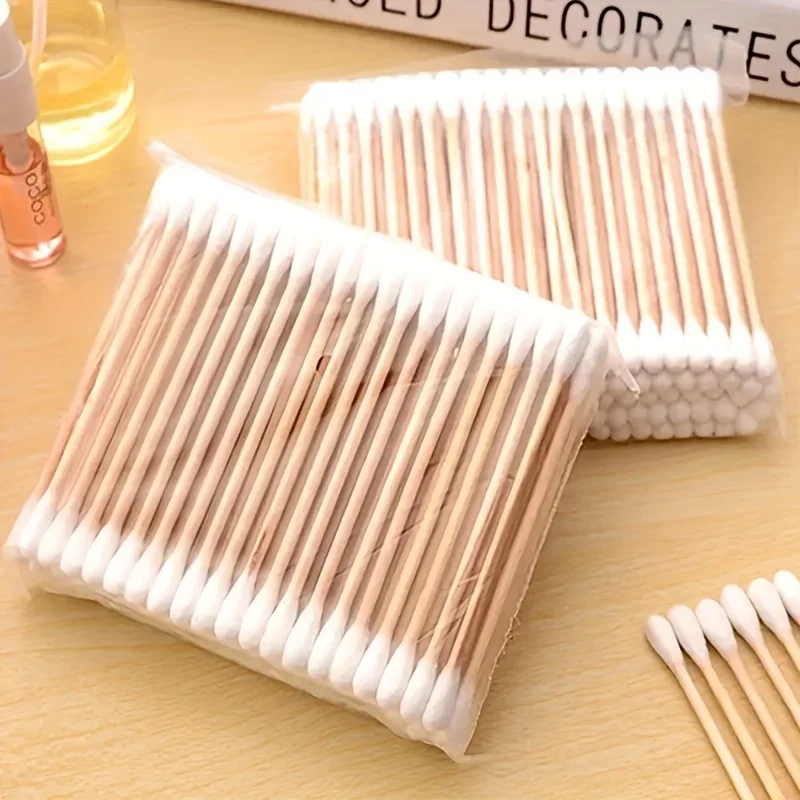 100/500/700/1000 stücke Doppel Kopf Holz Baumwolle Tupfer Nase Ohren Reinigung Frauen Make-Up Werkzeuge Lippenstift Baumwolle Knospen Bastoncillos Oidos