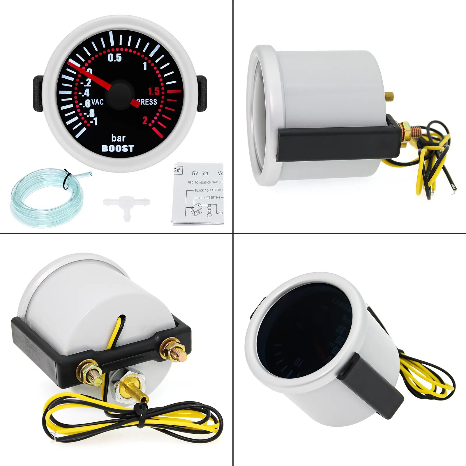 12vガソリン車用52mmユニバーサル煙レンタコメーターrpmターボブーストゲージ2バーpsi水温計油圧ゲージ
