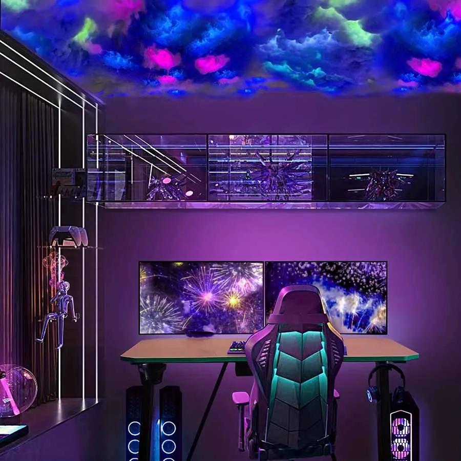 Bande lumineuse LED 3D en forme de nuage, 9.8 pieds, prise USB, télécommande, intensité variable, atmosphère colorée, décoration de chambre à coucher, veilleuse