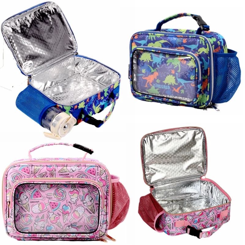 Klare Lunch-Tasche Kinder Lunchbox isoliert Soft Bag Kühler zurück zur Schule Thermal Mahlzeit Tote Kit für Jungen-plus (Dinosaurier-erschwing lich