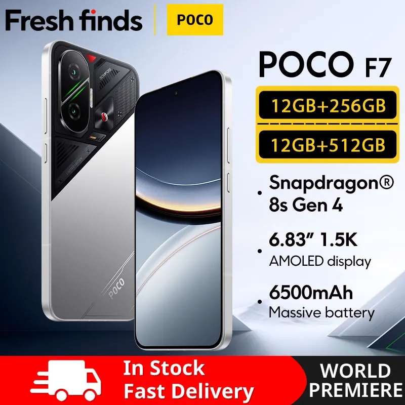 【Brand+】POCO F7 5G Snapdragon®8s Gen 4 NFC 6500mAh Battery 6.83" 1.5K AMOLED 50MP Camera OIS 90W HypeCharge Smartphone