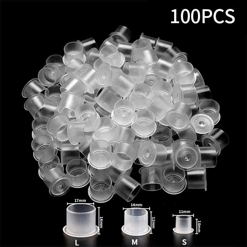 100Pcs POSEIDON Tattoo Ink Cups Mit Basis Kunststoff Einweg Pigment Klar Permanent Make-Up Tattoo Zubehör Tattoo Ink Cups