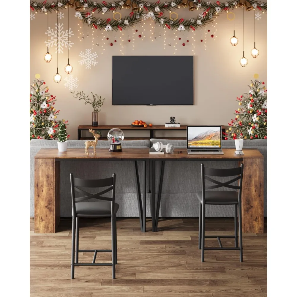 Dining Table Set for 2, 16" Wide Cushions for Comfortable Seating, Bar Table and Chairs with Flip Top Extension, Suitable