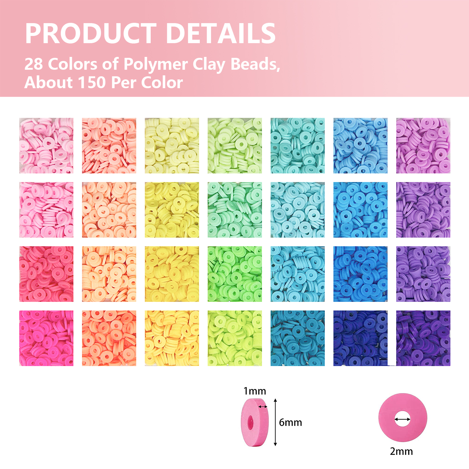 ブレスレットを作るための平らで丸いポリマークレイビーズ,ジュエリーを作るための28色,4200個