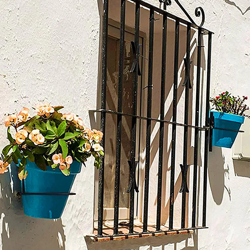 Cabide de parede de metal, Flowerpot Holder Ring Varanda Planter Pots Tray Rack, Decoração para casa, Suporte exterior e interior