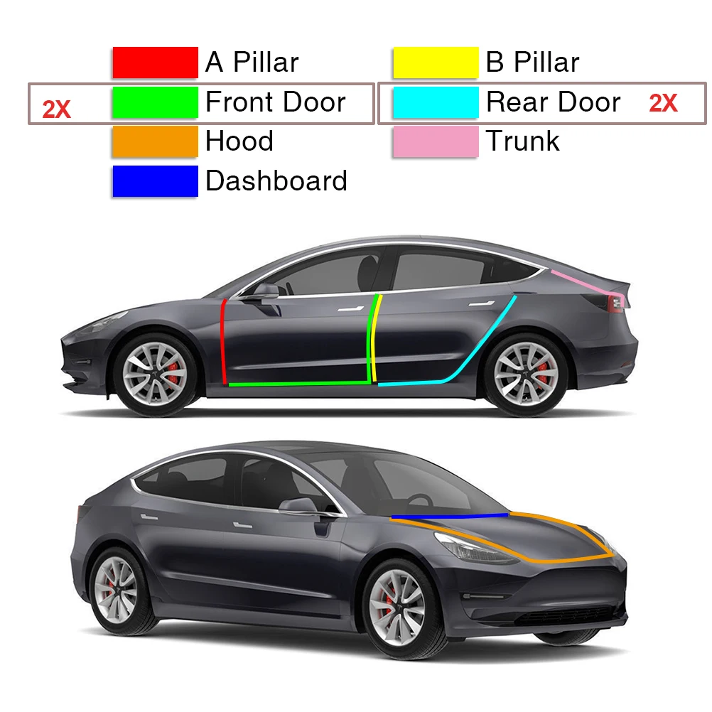 Cho Mẫu Tesla Model 3 Y Cửa Xe Ô Tô Con Dấu Dây Bộ Cách Âm Cao Su EPDM Weatherstrip Tự Động Thân Cây Hood Bảng Điều Khiển Một B cột Trụ Kín Bộ