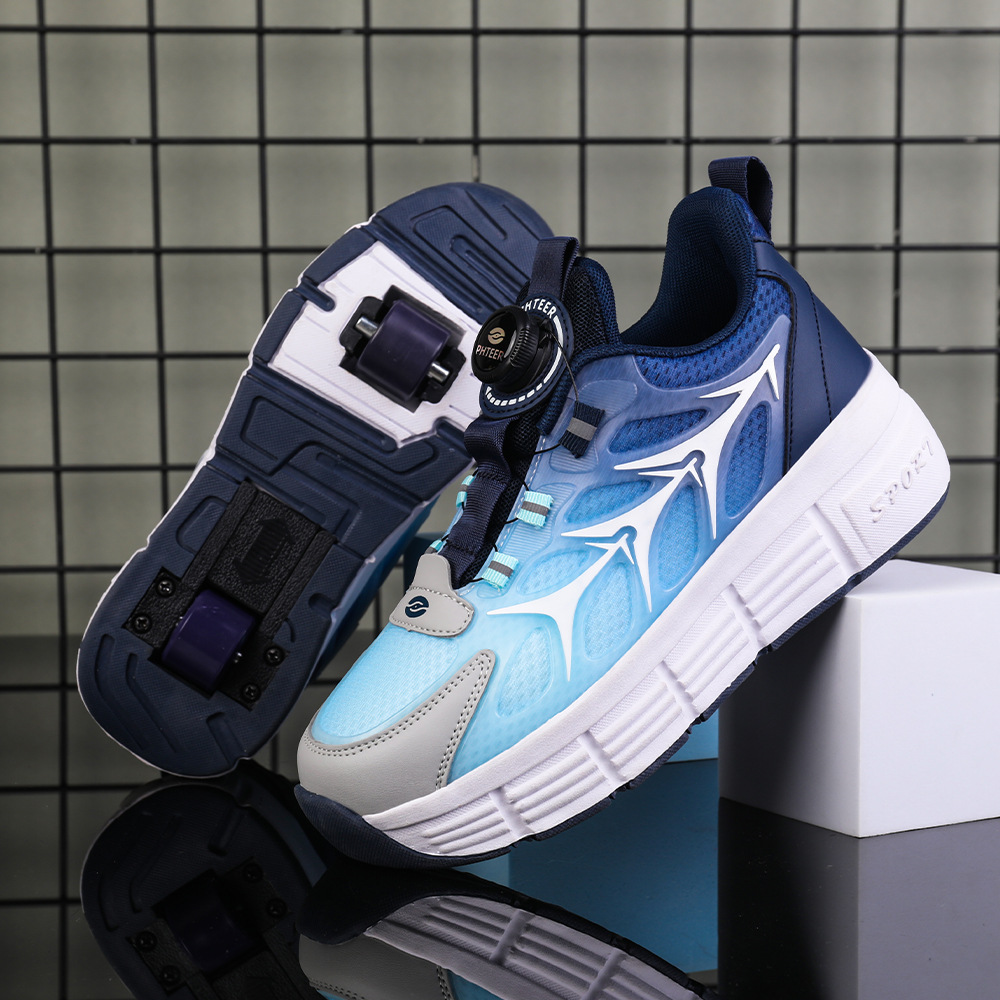 キッズローラースケートシューズ 2 ホイールスケートスニーカーフライングシューズ通気性少年少女子供ギフト屋外秋 5 - 15 歳