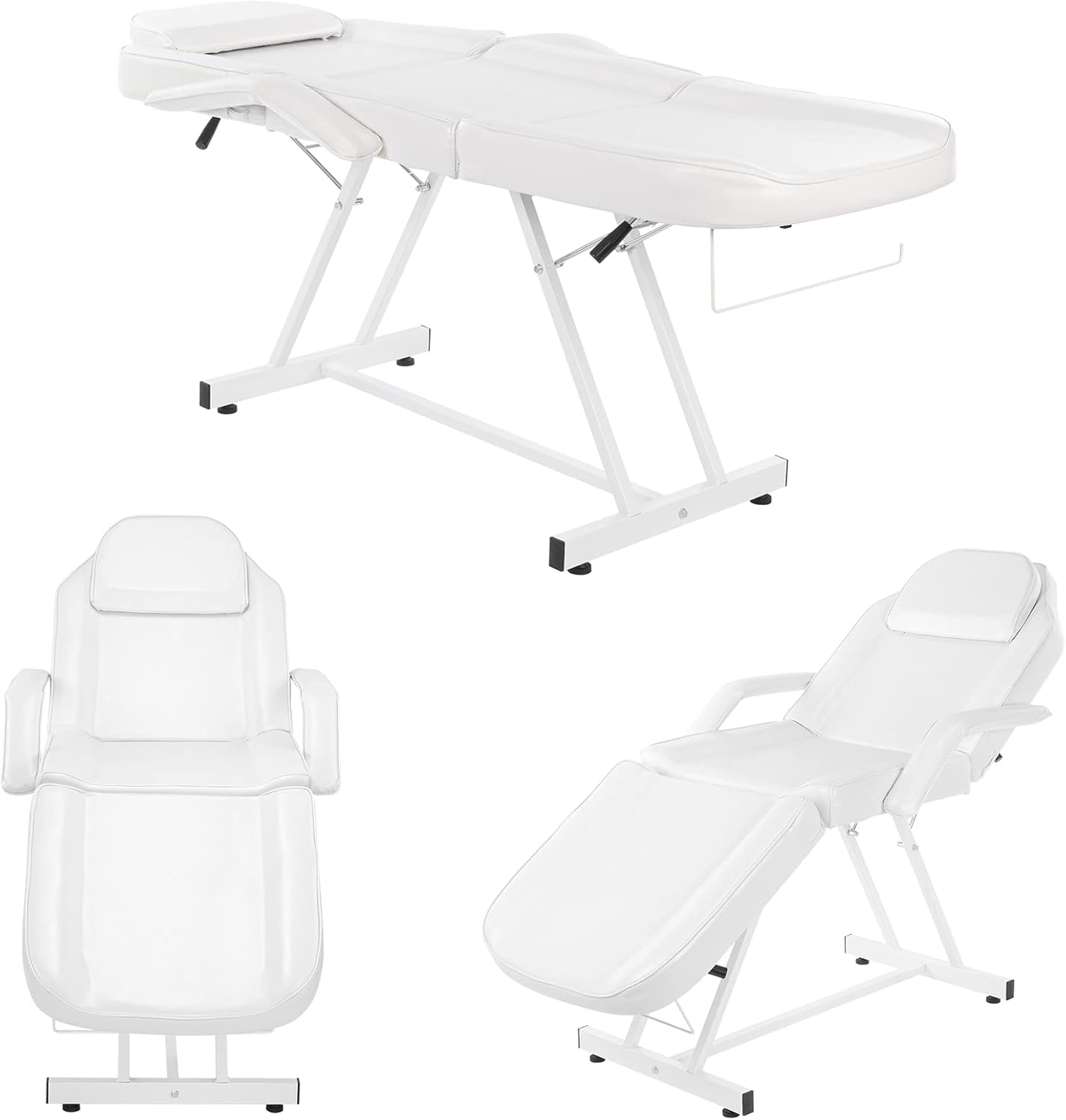 Salon Chair Esthetician Bed with Hydraulic Stool,Multi-Purpose 3-Section Facial Bed Table, Adjustable Beauty Barber Spa Beauty E