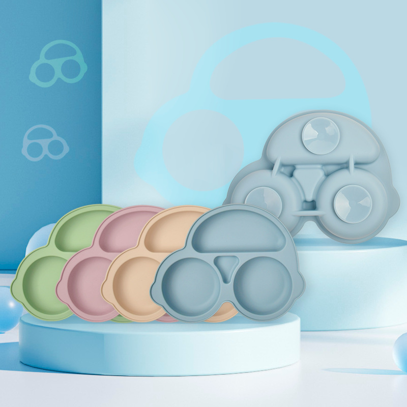 Bebê seguro silicone placa de jantar sucção dos desenhos animados crianças pratos alimentação da criança treinamento utensílios de mesa retro crianças sorriso rosto tigela
