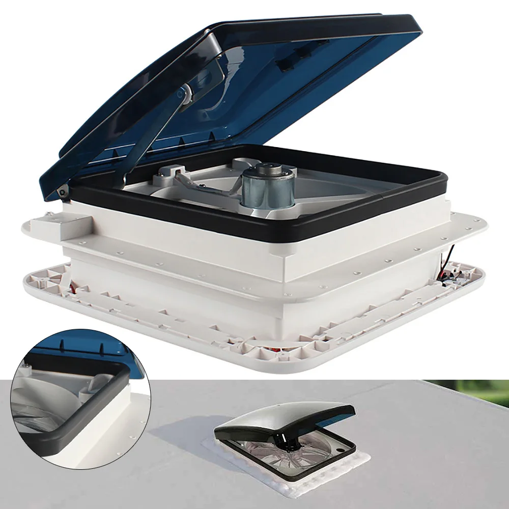 11'' 12V RV-Dachventilator mit LED-Licht und insektensicherem Netz, manuelle Steuerung, Aufzug, Deckenabluftventilator, Rauchdeckel, IP68