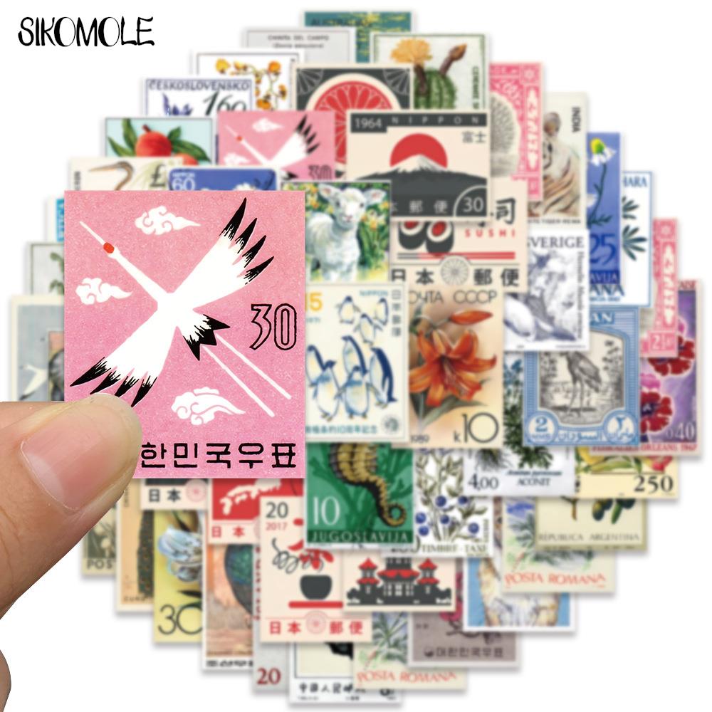 10/30/50PCS 만화 레트로 아트 스탬프 스티커 일본식 DIY 여행 수하물 기타 냉장고 노트북 낙서 스티커 아이 데칼