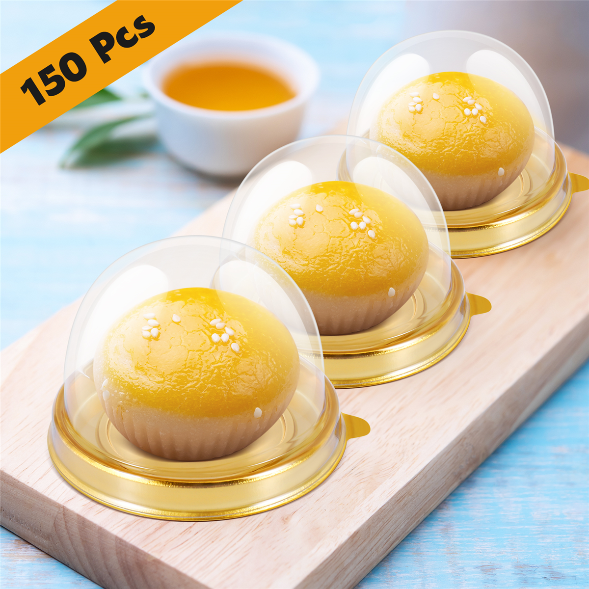 150 ชิ้นพลาสติกใส Mini Cupcake กล่องมัฟฟิน Pod โดมมัฟฟินเค้กคอนเทนเนอร์กล่อง Cupcake ขนมคอนเทนเนอร์