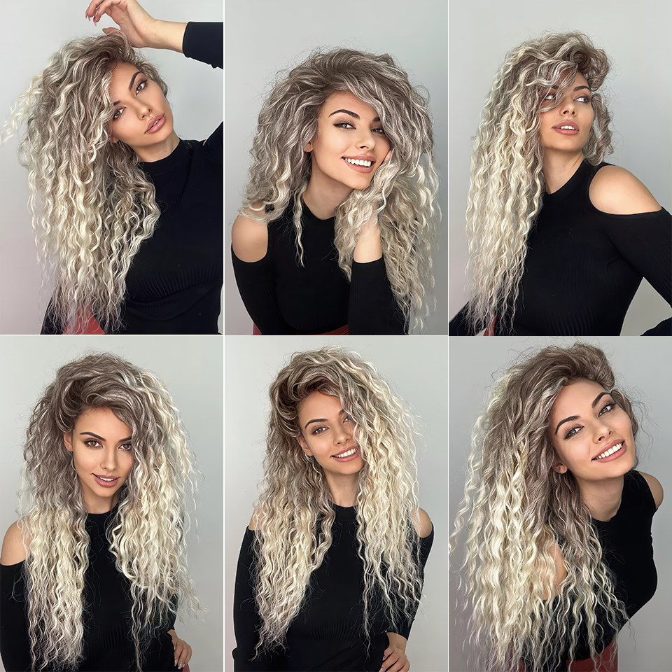 Anna ผมสังเคราะห์หลวม Deep Wave Twist Crochet ผม Braid Afro Curl Ombre สีบลอนด์ Water Wave Braiding Hair Extension สําหรับผู้หญิง