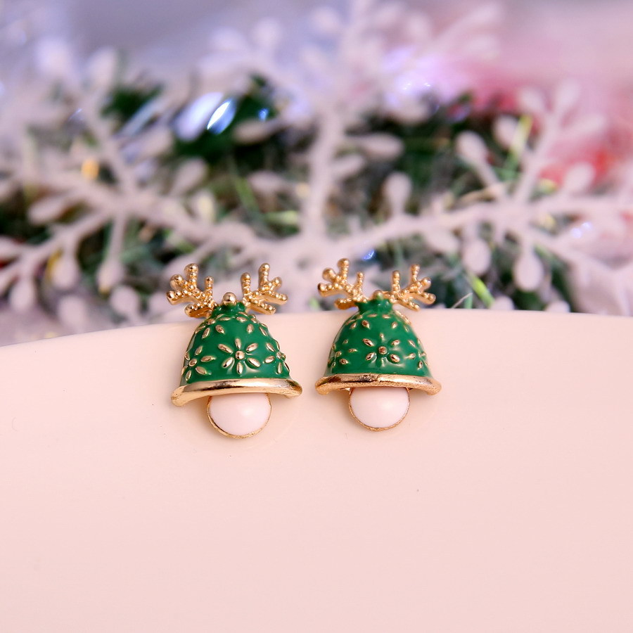 1Set perhiasan elemen Natal terlaris anting Natal anting pohon Natal rusa besar anting kartun lonceng Santa Claus anting-anting