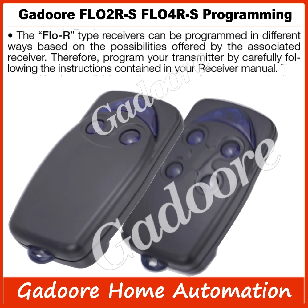 Gadoore  FLO2R-S FL04R-S Código de rol de 433 MHz Control remoto para puerta de garaje FLO2R-S FL04R-S  Nice FLOR-S FLO2R-S FLO4R-S Control remoto de puerta compatible NICE ON1 ON2 ON4 ON1E, ON2E ON4E, FLO1R-S FLO2R-S
