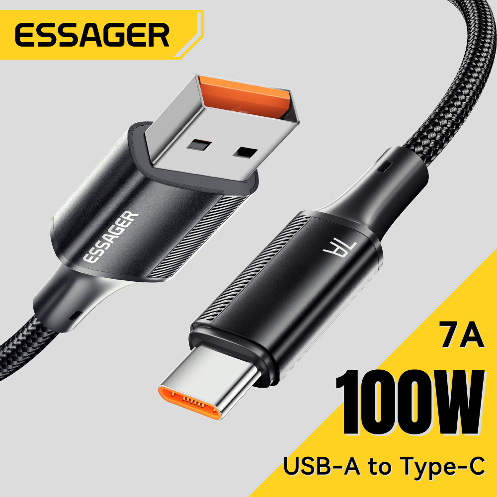 Cable Essager 7A USB tipo C para Realme Huawei P40 Pro 100W Cable de carga rápida USB-C Cable de datos para Samsung Xiaomi Poco F3