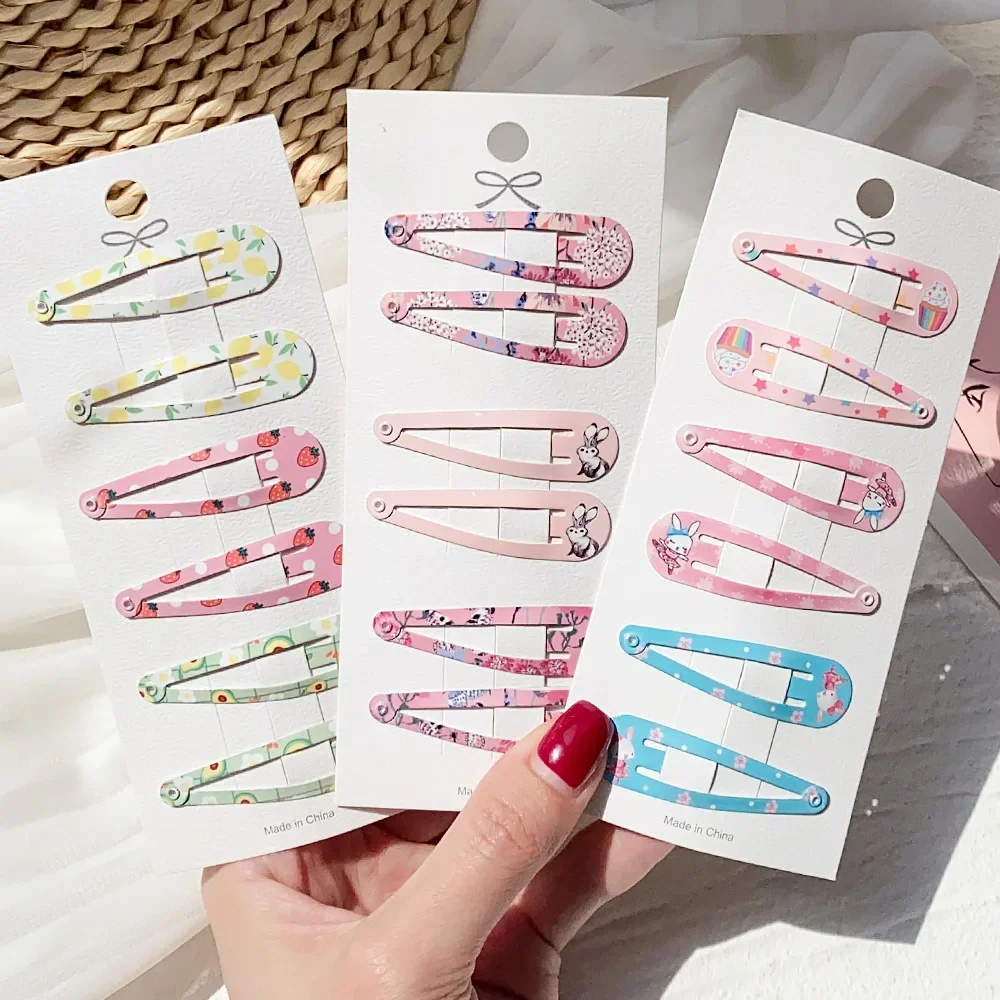 6/10 Uds. Clips BB de Metal tipo corazón de dibujos animados para recién nacidos, horquillas para niñas, Clip para el pelo, pasadores para sombreros para niños, accesorios para el cabello para bebés