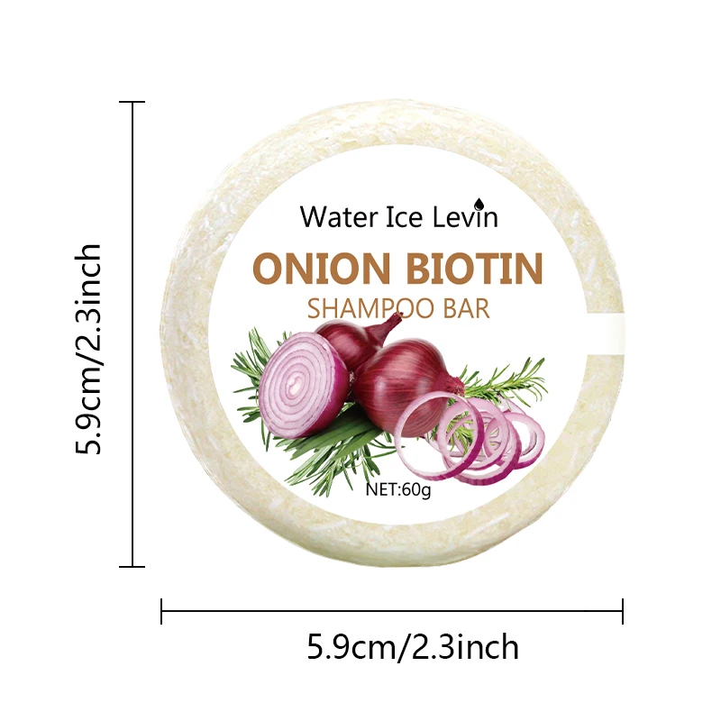 Onion and Biotin Shampoo Stick - 60g, Suitable for All Hair Types, Moisturizing and Smoothing, Rich in Rosemary Extracts