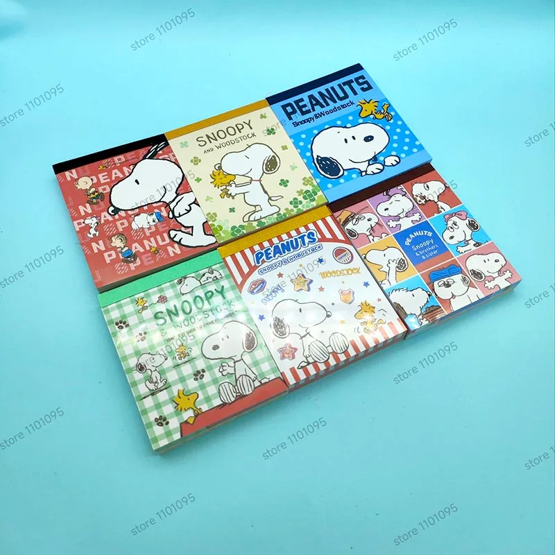Bloc de notas adhesivas de Disney Snoopy, 100 hojas, papelería Kawaii, etiqueta de Bloc de notas, suministros escolares de oficina de correos, regalo para niños