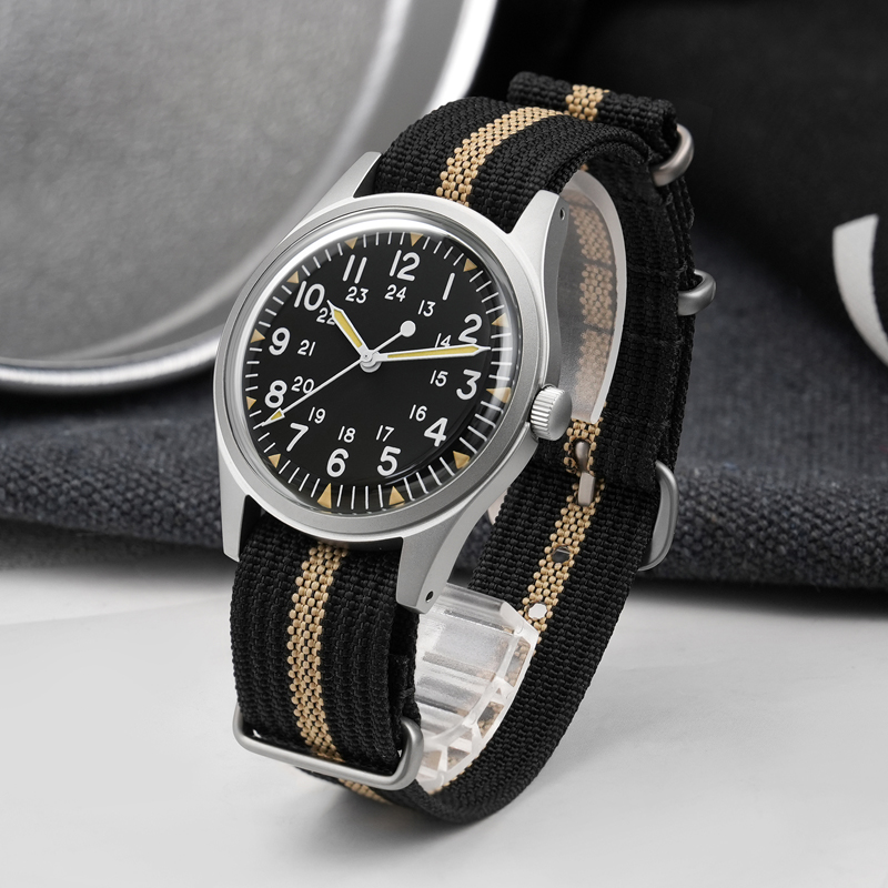 Militado ML07 Quartz Watch VH31 Sweeping Second Movement Wristwatches Bubble Crystal Luminous Waterproof 36mm Vintage Watches