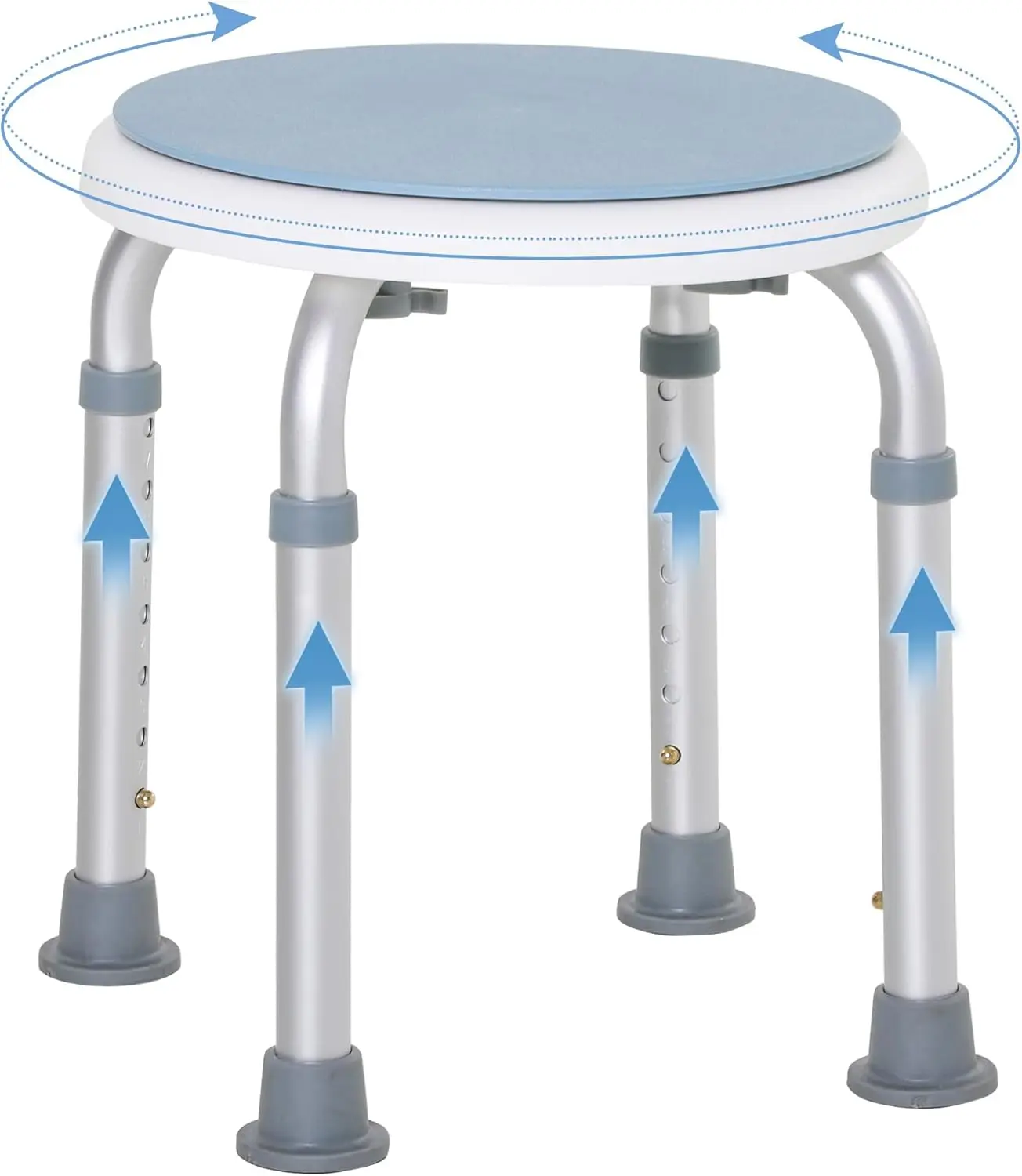 360 °   Swivel Sitz Bad Shower Stool Height Adjustable mit Aluminiumrahmen Non-Slip Foot Chair Safe Support Home Ass