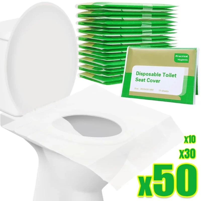 Capa de assento de vaso sanitário descartável, capa de assento de vaso sanitário de viagem de papel lavável portátil para treinamento de penico de adultos e crianças, avião