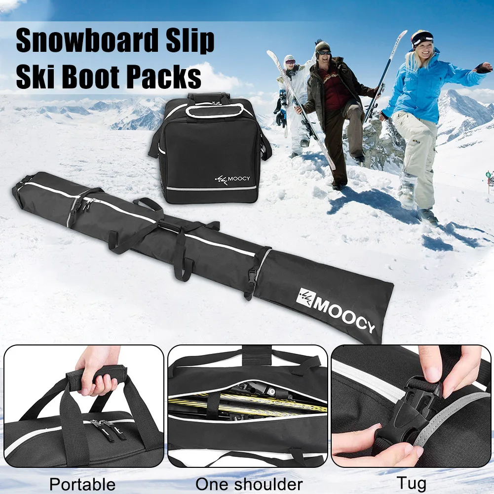 Ski Bag e Ski Boot Bag Combo, Sacos para viagens aéreas, Bolsa de transportadora, Boot Pouch Kit para adultos e crianças, 2 pcs