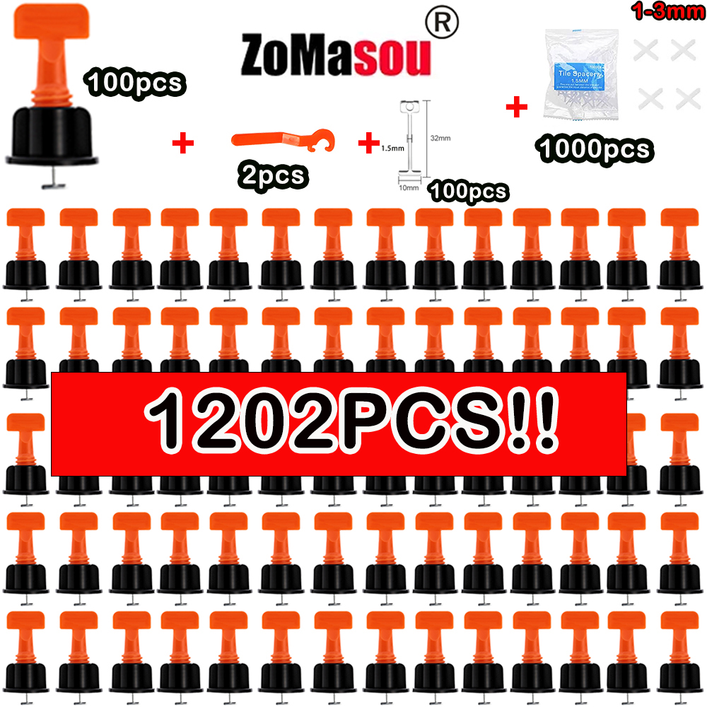 11-1202 pces sistema de nivelamento de telha de piso clipes conjunto nivelador ajustador telha parede colocação manual ferramentas localizador espaçadores ferramenta de construção