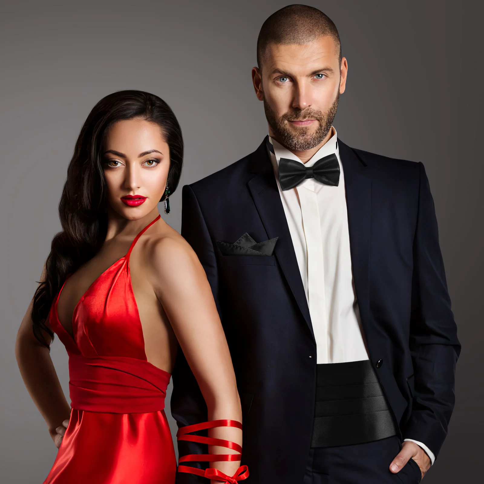 Conjunto de corbatas de moño para hombre, conjunto de pañuelos de esmoquin suave a la moda, color negro