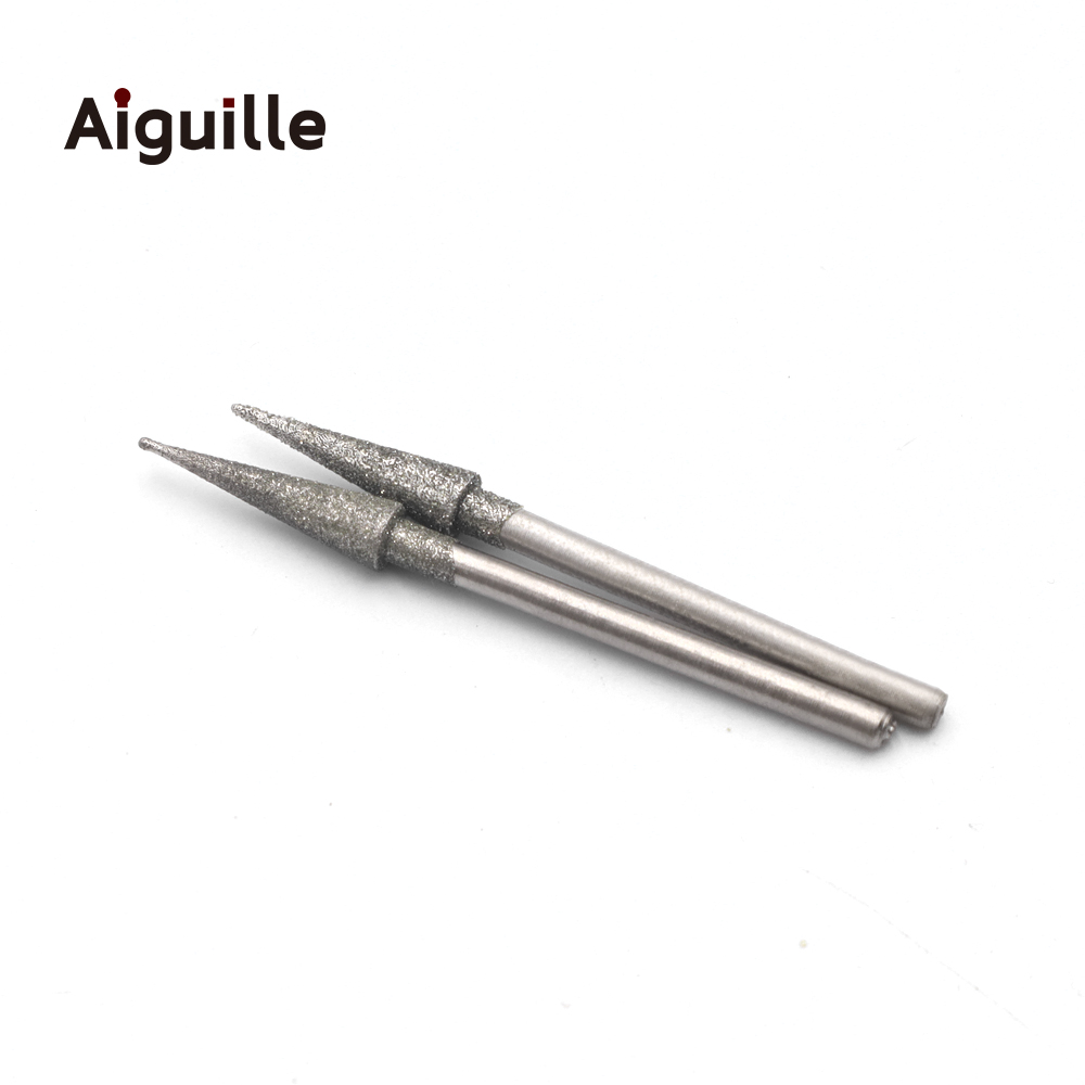 20pcs Shank 2.35mm 120# Diamond Grinding Burr 0.5-4mm Teeth Grinding Bits Small Drilling Bits Drills Tip for Diamond